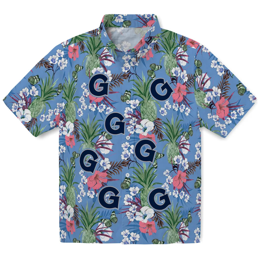 Georgetown Hoyas Hawaiian Shirt - Pineapple Bouquet | Hula Hawaiian Shirts