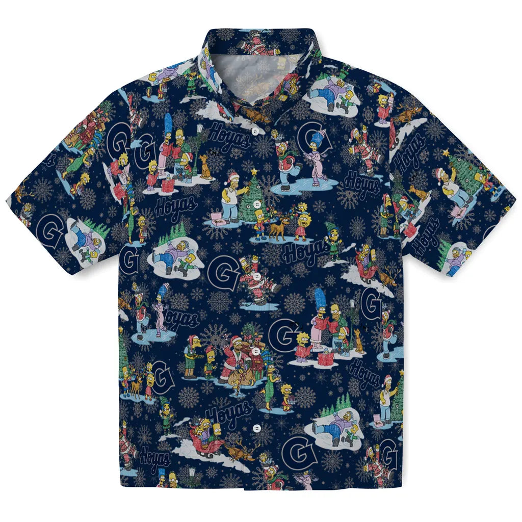 Georgetown Hoyas Hawaiian Shirt - Simpsons Christmas | Hula Hawaiian Shirts