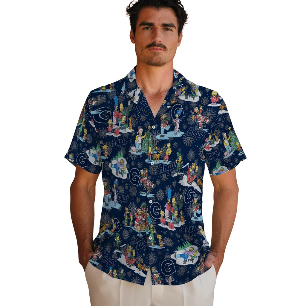 Georgetown Hoyas Hawaiian Shirt - Simpsons Christmas | Hula Hawaiian Shirts