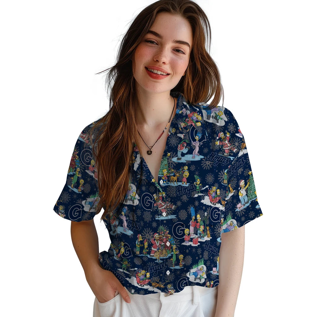 Georgetown Hoyas Hawaiian Shirt - Simpsons Christmas | Hula Hawaiian Shirts