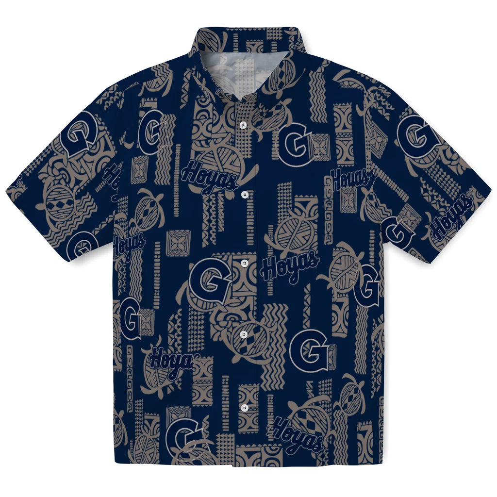 Georgetown Hoyas Hawaiian Shirt - Turtle Lines | Hula Hawaiian Shirts