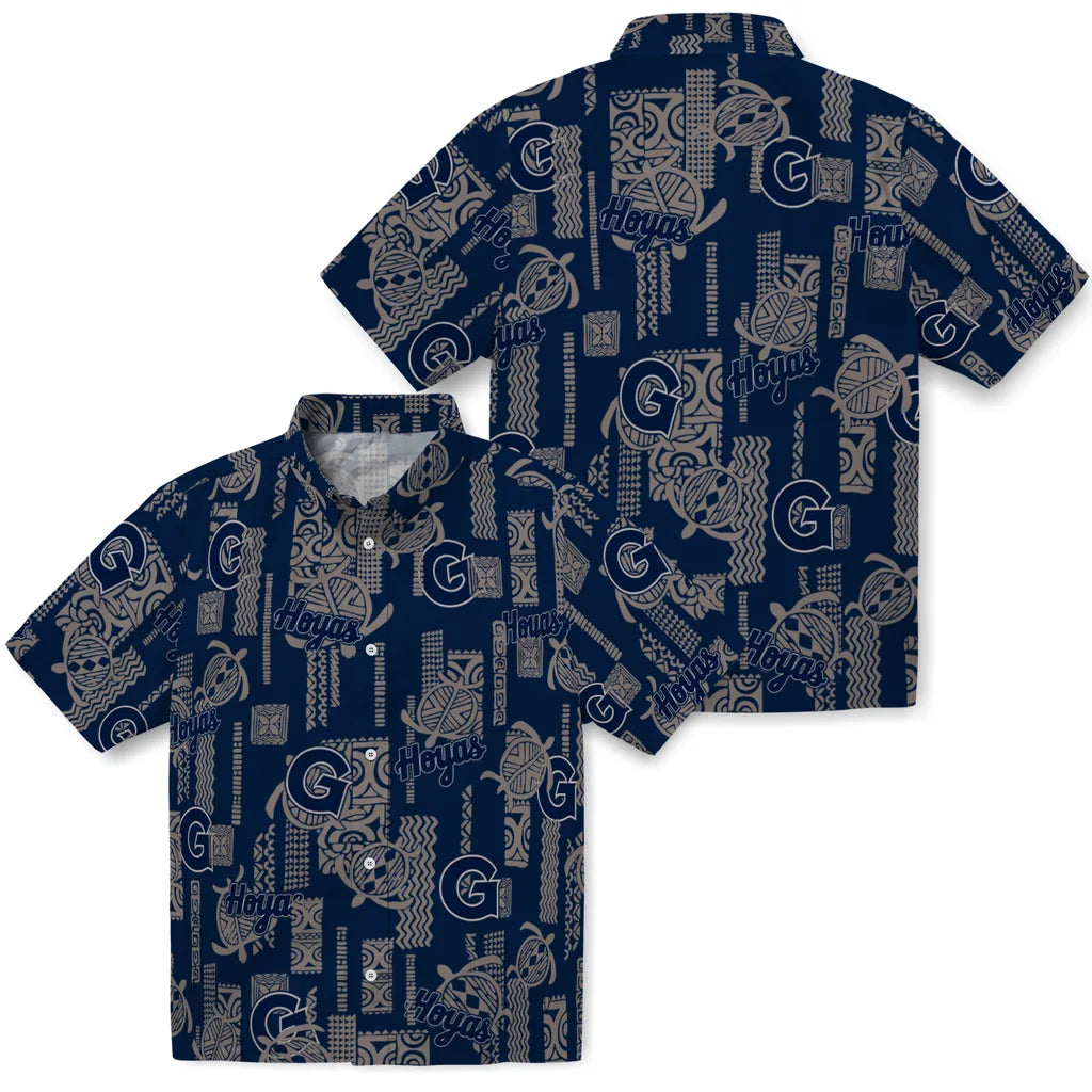 Georgetown Hoyas Hawaiian Shirt - Turtle Lines | Hula Hawaiian Shirts