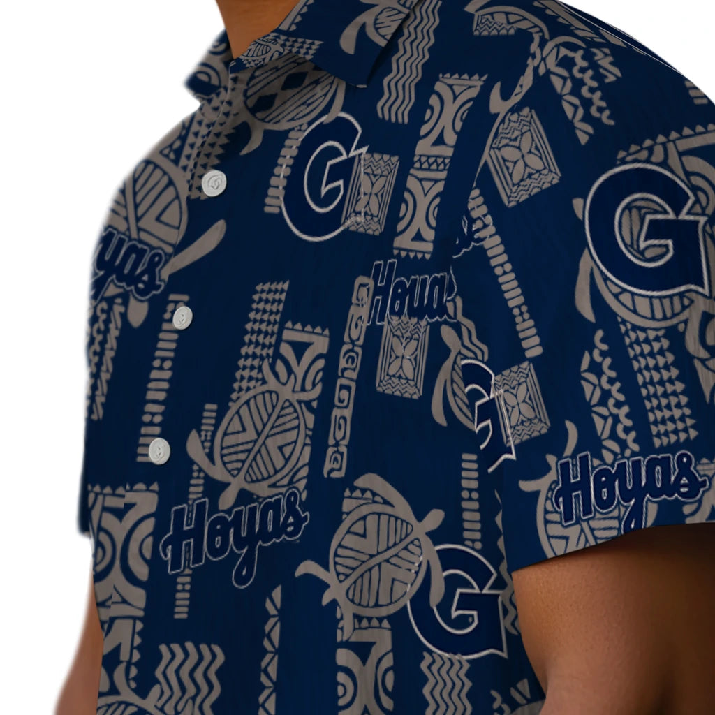 Georgetown Hoyas Hawaiian Shirt - Turtle Lines | Hula Hawaiian Shirts