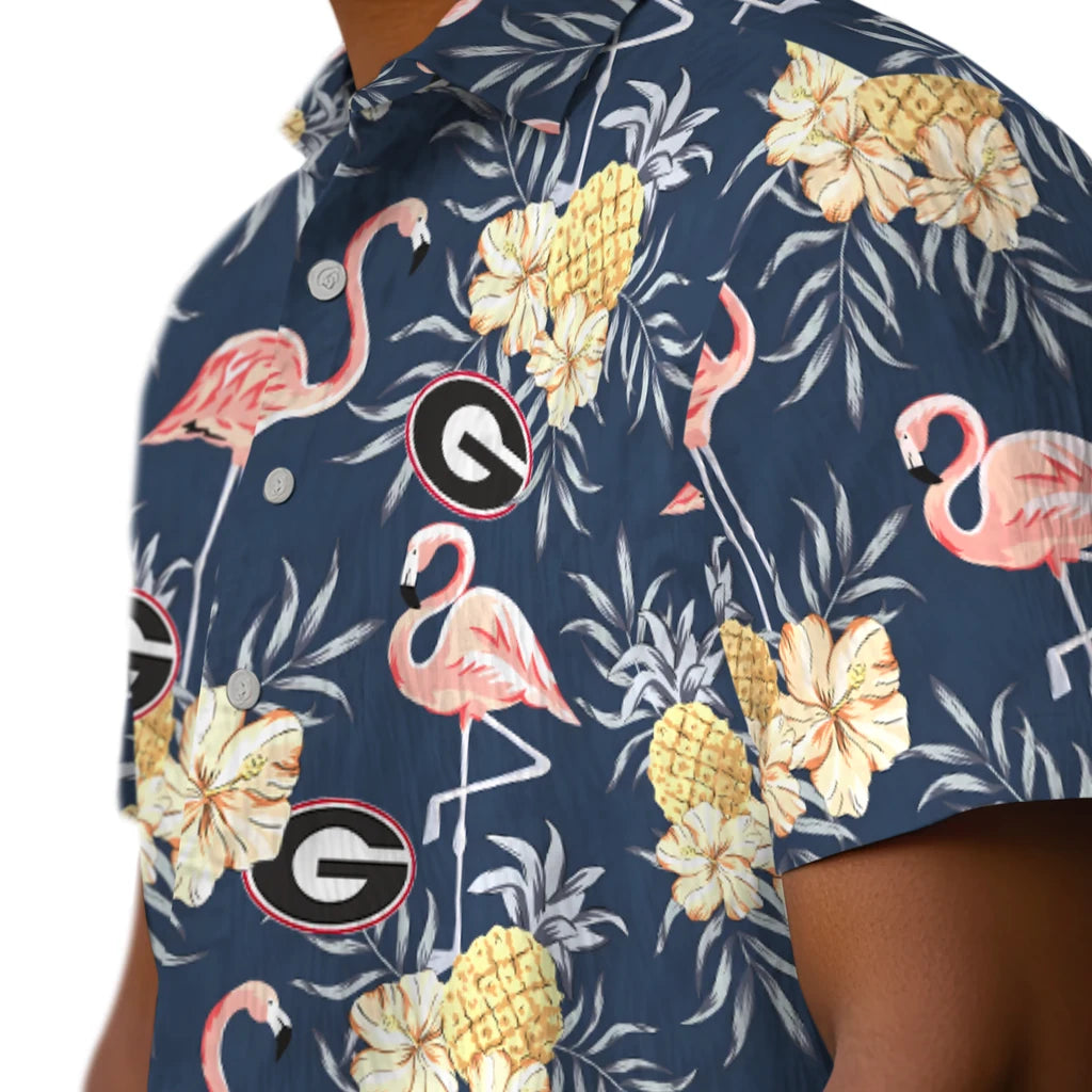 Georgia Bulldogs Hawaiian Shirt - Flamingo Hibiscus | Hula Hawaiian Shirts