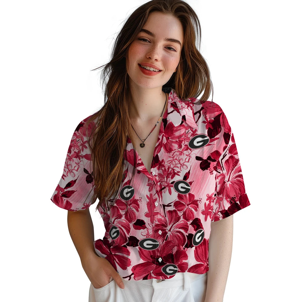 Georgia Bulldogs Hawaiian Shirt - Hibiscus Arrangement | Hula Hawaiian Shirts