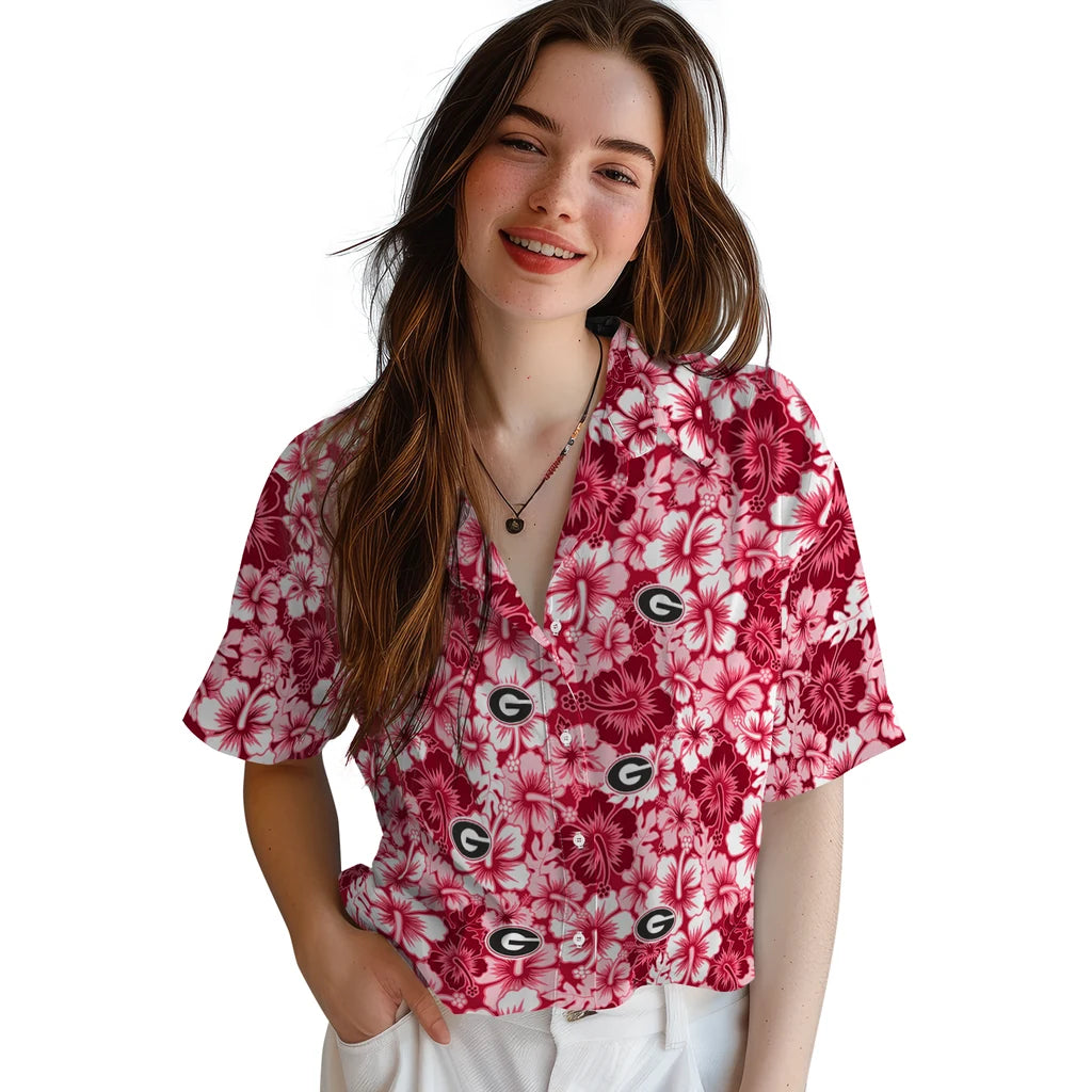 Georgia Bulldogs Hawaiian Shirt - Hibiscus Blooms | Hula Hawaiian Shirts