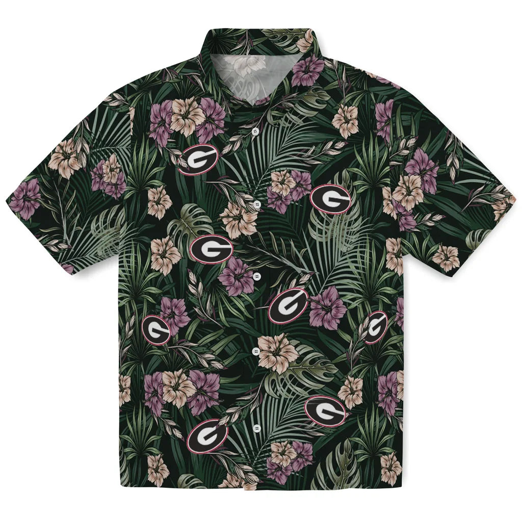 Georgia Bulldogs Hawaiian Shirt - Hibiscus Leaves Pattern | Hula Hawaiian Shirts