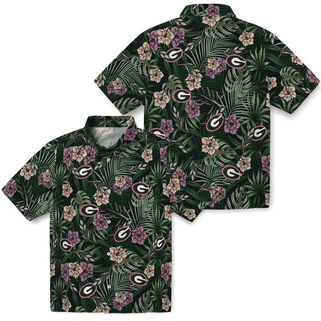 Georgia Bulldogs Hawaiian Shirt - Hibiscus Leaves Pattern | Hula Hawaiian Shirts