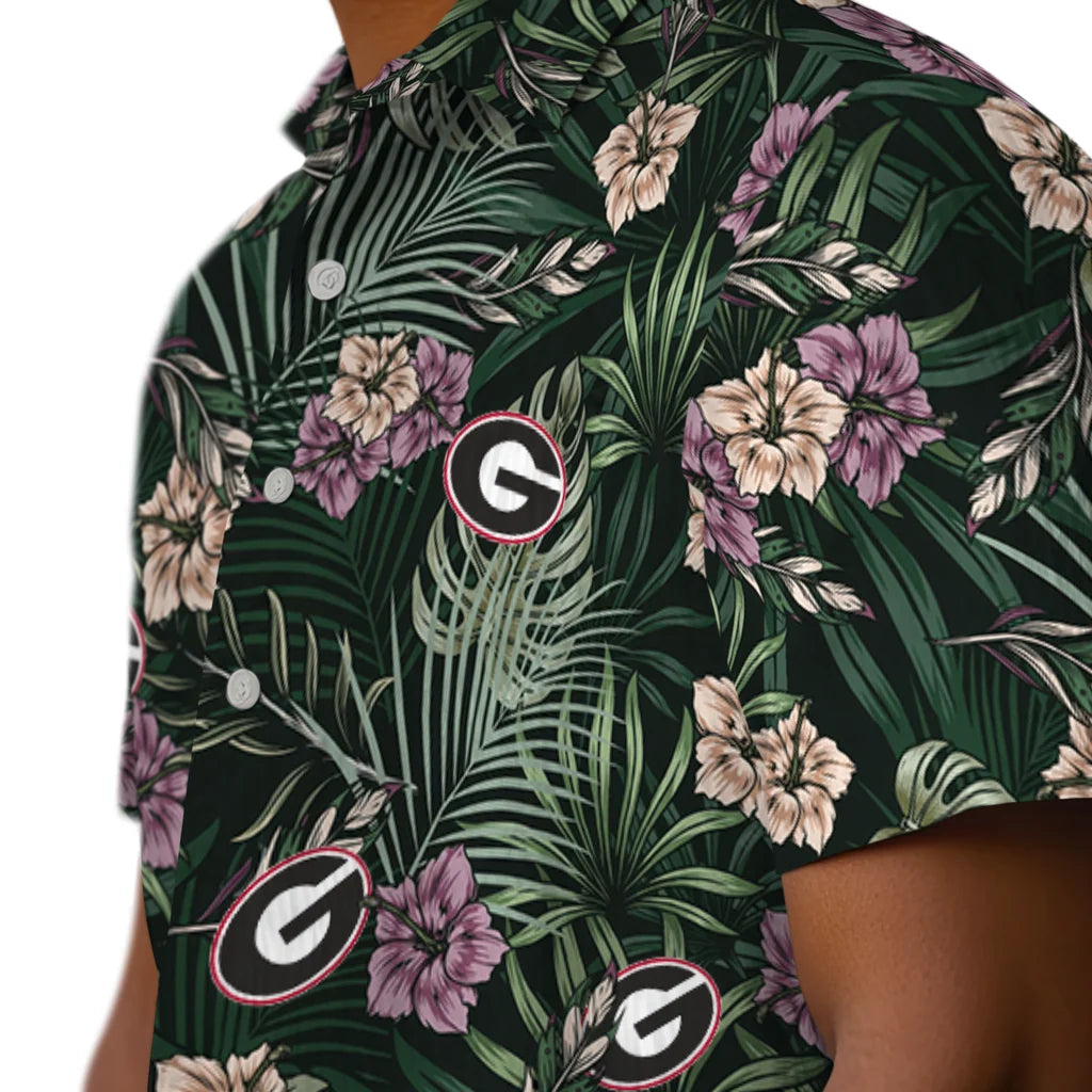 Georgia Bulldogs Hawaiian Shirt - Hibiscus Leaves Pattern | Hula Hawaiian Shirts