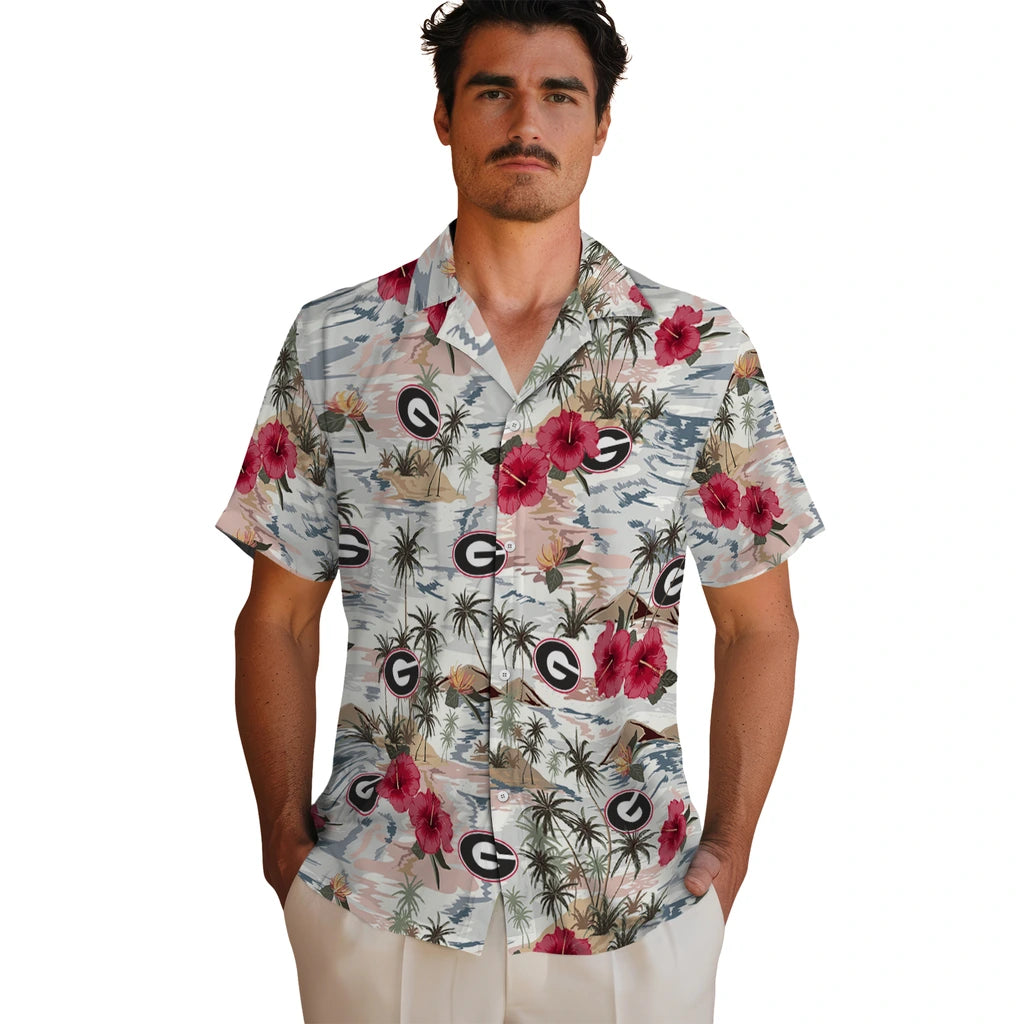 Georgia Bulldogs Hawaiian Shirt - Hibiscus Seaside | Hula Hawaiian Shirts