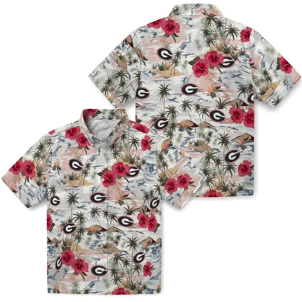 Georgia Bulldogs Hawaiian Shirt - Hibiscus Seaside | Hula Hawaiian Shirts