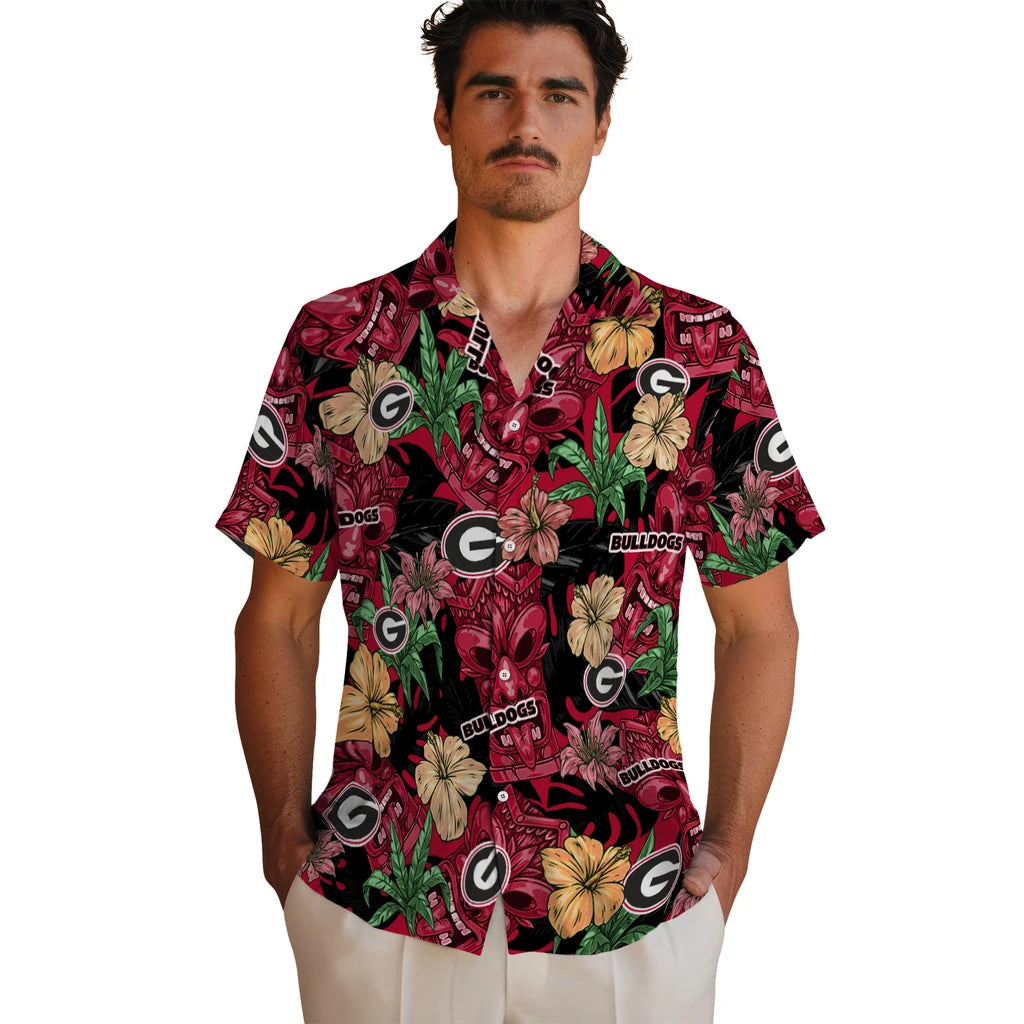 Georgia Bulldogs Hawaiian Shirt - Hibiscus Tiki Jungle | Hula Hawaiian Shirts
