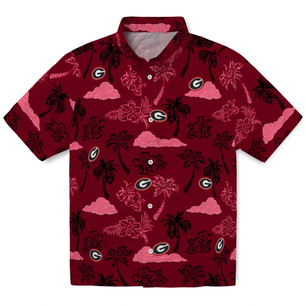 Georgia Bulldogs Hawaiian Shirt - Palm And Clouds | Hula Hawaiian Shirts