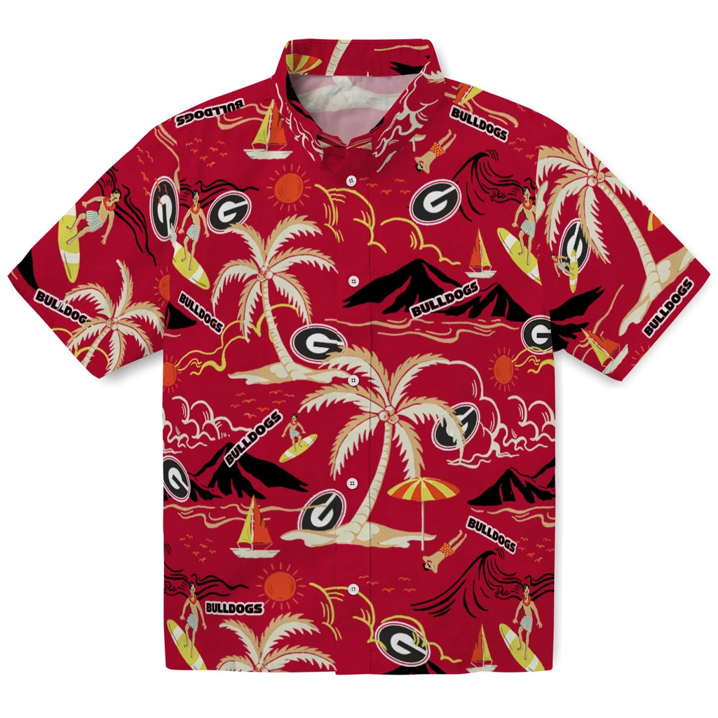 Georgia Bulldogs Hawaiian Shirt - Palm Tree Island | Hula Hawaiian Shirts