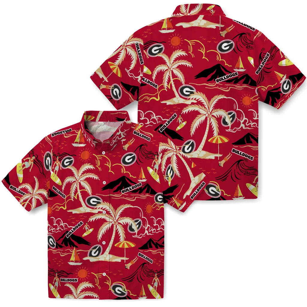 Georgia Bulldogs Hawaiian Shirt - Palm Tree Island | Hula Hawaiian Shirts