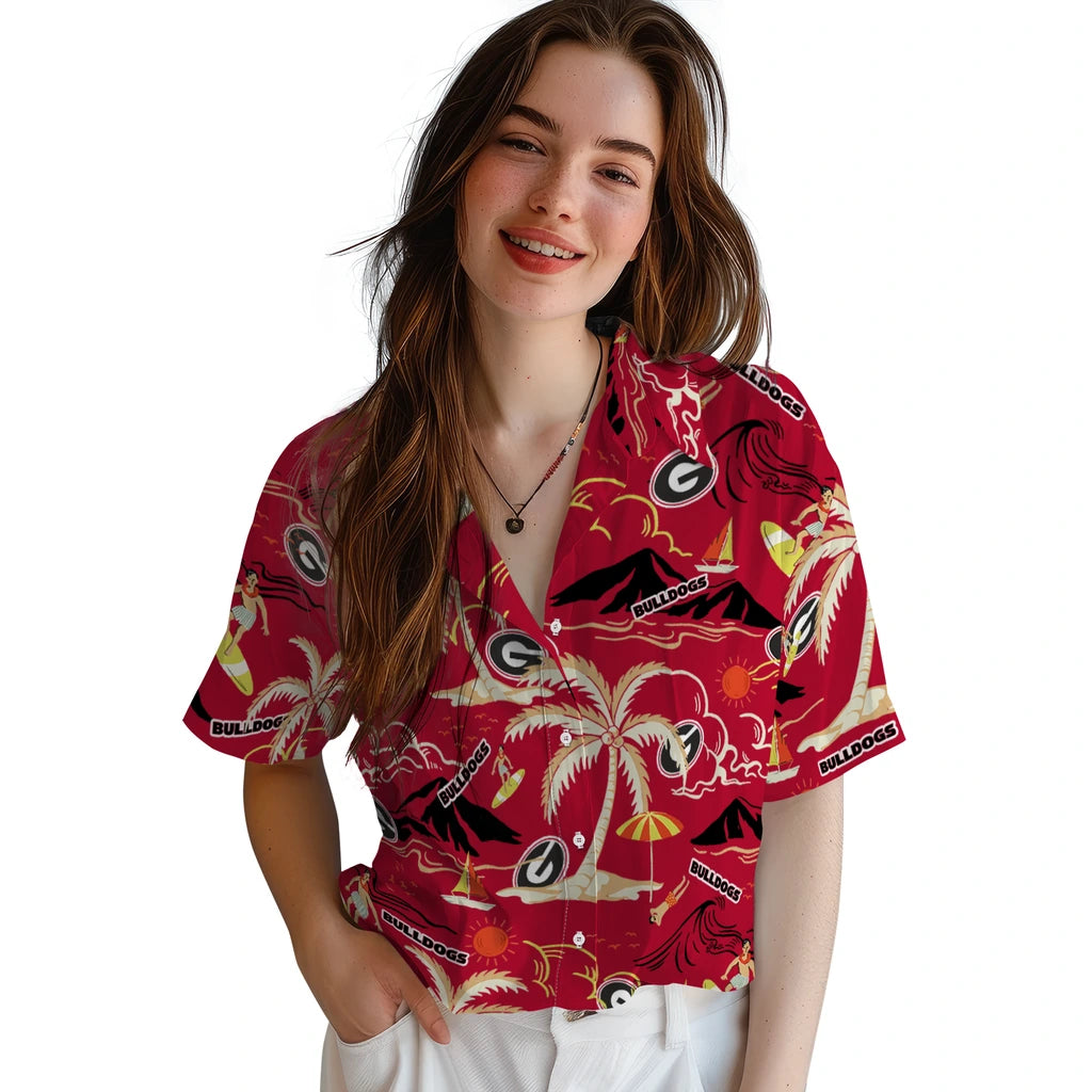 Georgia Bulldogs Hawaiian Shirt - Palm Tree Island | Hula Hawaiian Shirts