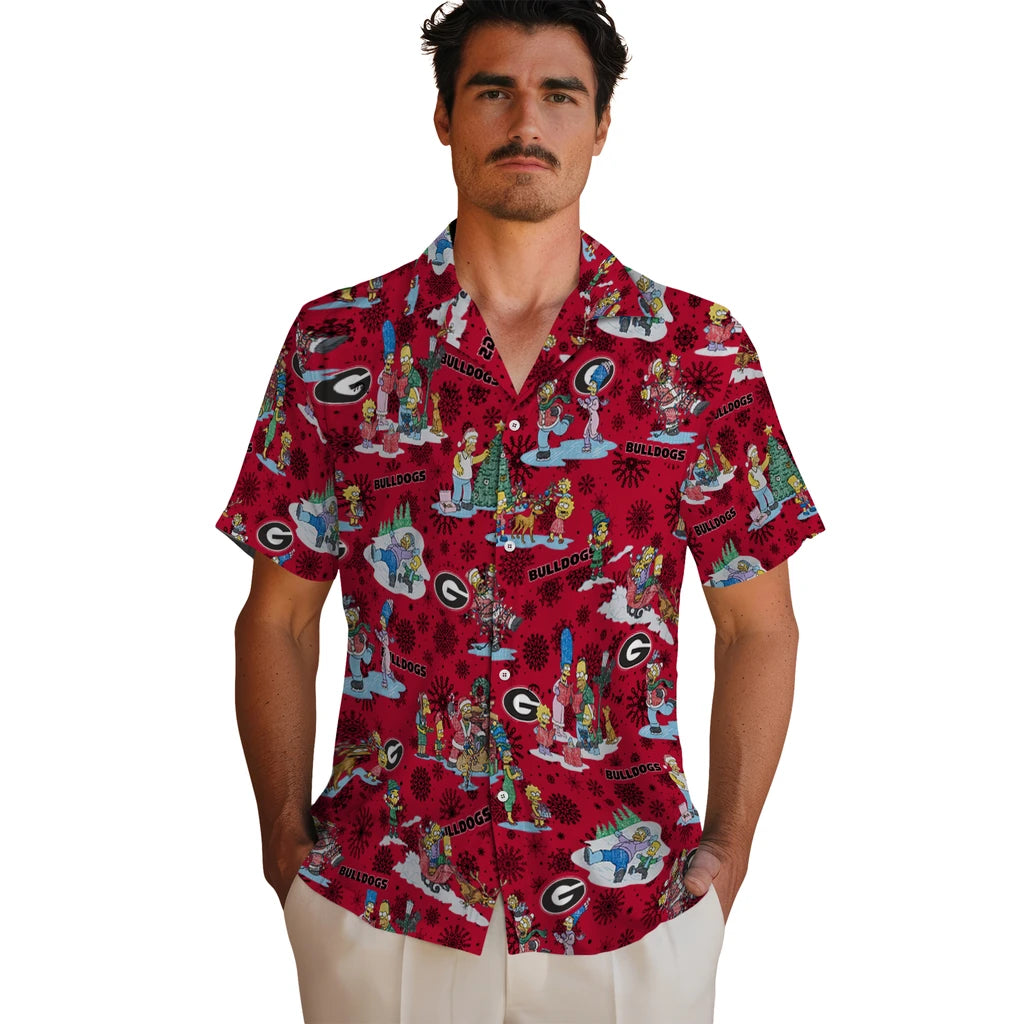 Georgia Bulldogs Hawaiian Shirt - Simpsons Christmas | Hula Hawaiian Shirts