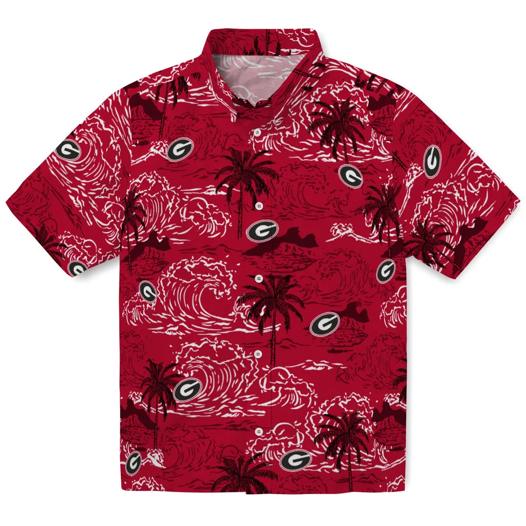 Georgia Bulldogs Hawaiian Shirt - Wave Palm | Hula Hawaiian Shirts