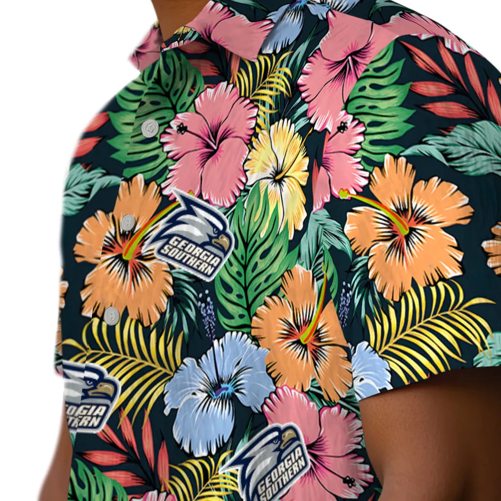 Georgia Southern Eagles Hawaiian Shirt - Brilliant Hibiscus Garden | Hula Hawaiian Shirts