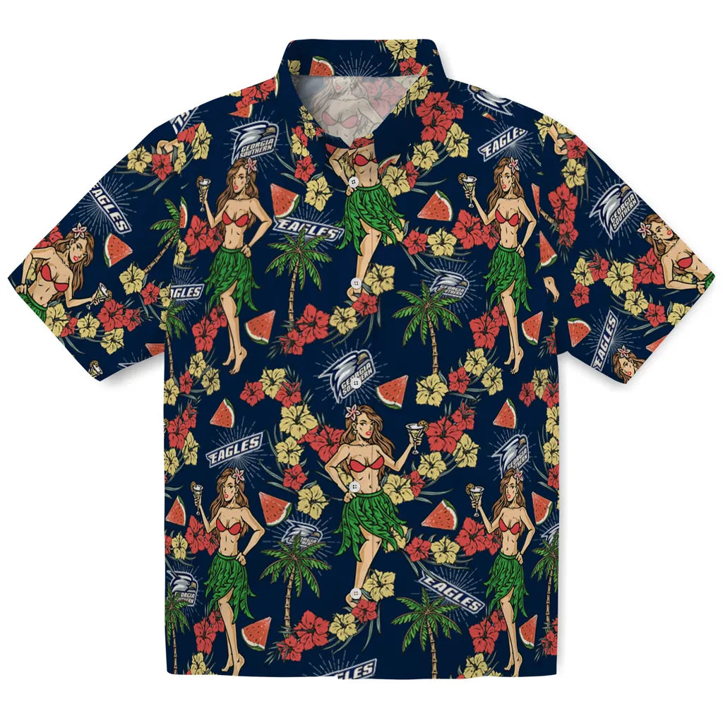 Georgia Southern Eagles Hawaiian Shirt - Hawaiian Girls Design | Hula Hawaiian Shirts