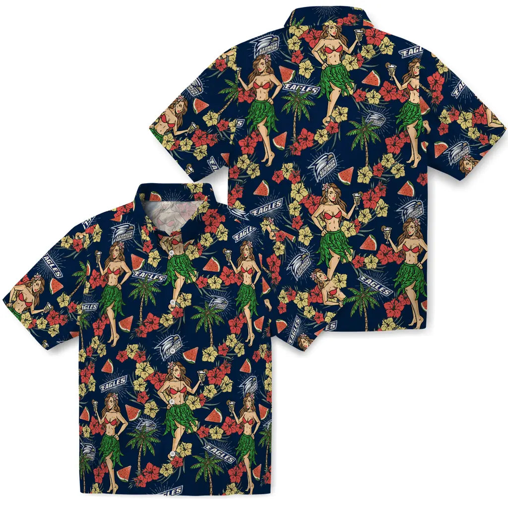 Georgia Southern Eagles Hawaiian Shirt - Hawaiian Girls Design | Hula Hawaiian Shirts