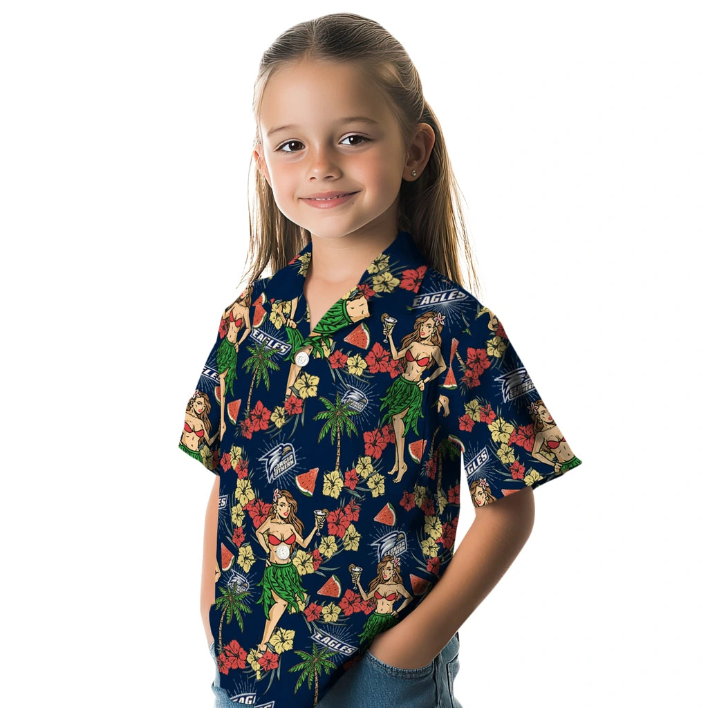 Georgia Southern Eagles Hawaiian Shirt - Hawaiian Girls Design | Hula Hawaiian Shirts