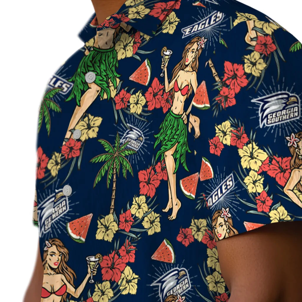Georgia Southern Eagles Hawaiian Shirt - Hawaiian Girls Design | Hula Hawaiian Shirts