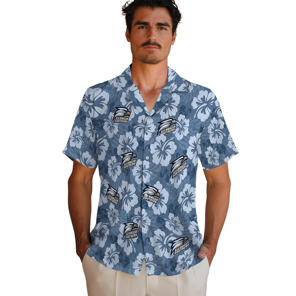 Georgia Southern Eagles Hawaiian Shirt - Hibiscus Cluster | Hula Hawaiian Shirts