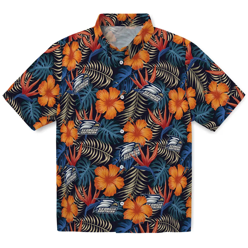 Georgia Southern Eagles Hawaiian Shirt - Hibiscus Foliage | Hula Hawaiian Shirts