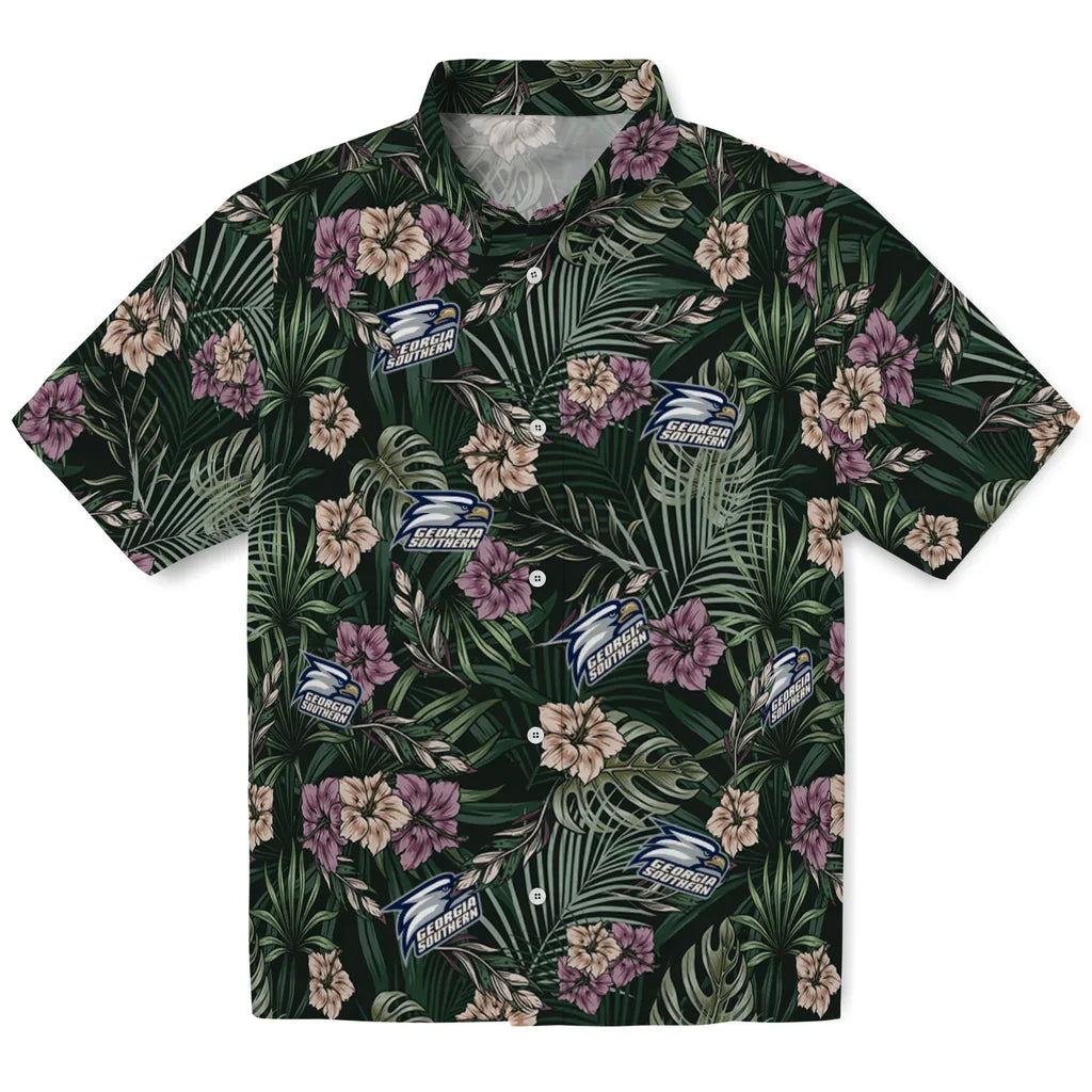 Georgia Southern Eagles Hawaiian Shirt - Hibiscus Leaves Pattern | Hula Hawaiian Shirts