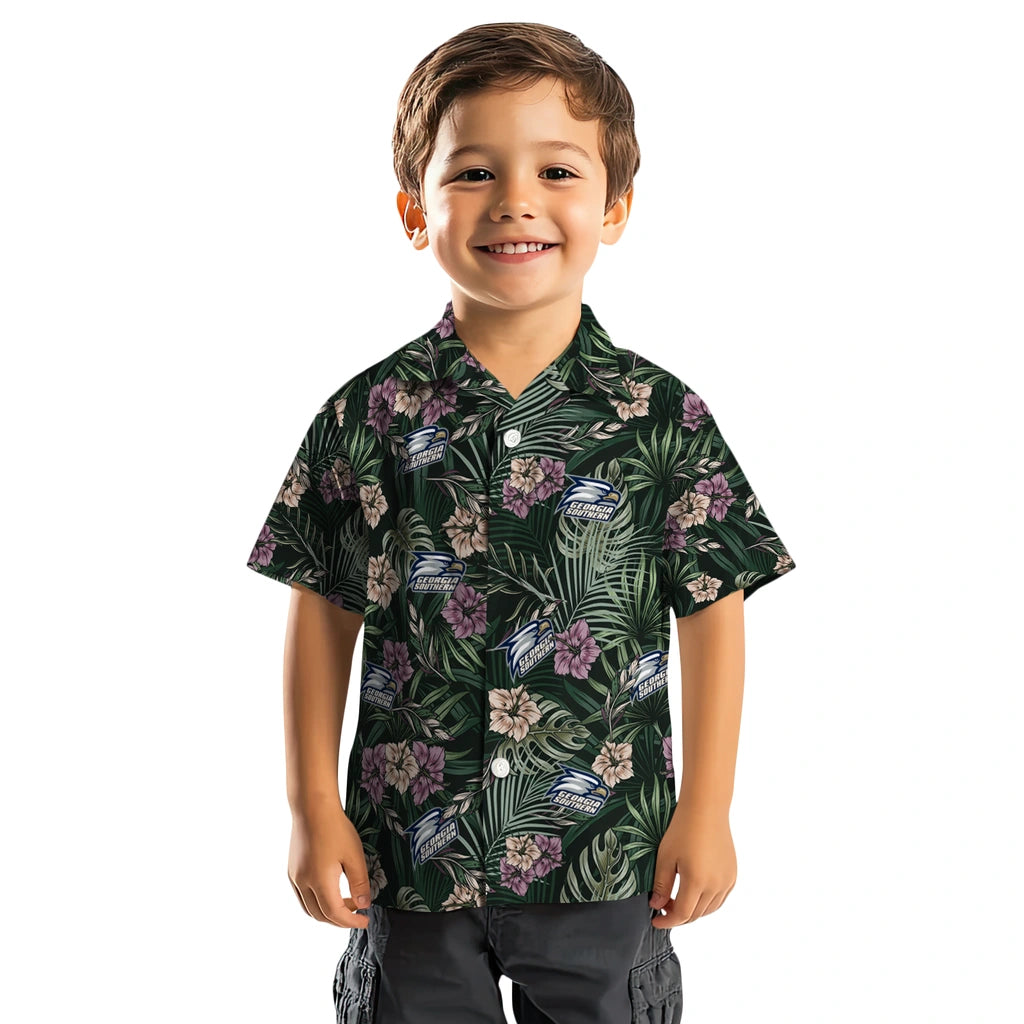 Georgia Southern Eagles Hawaiian Shirt - Hibiscus Leaves Pattern | Hula Hawaiian Shirts