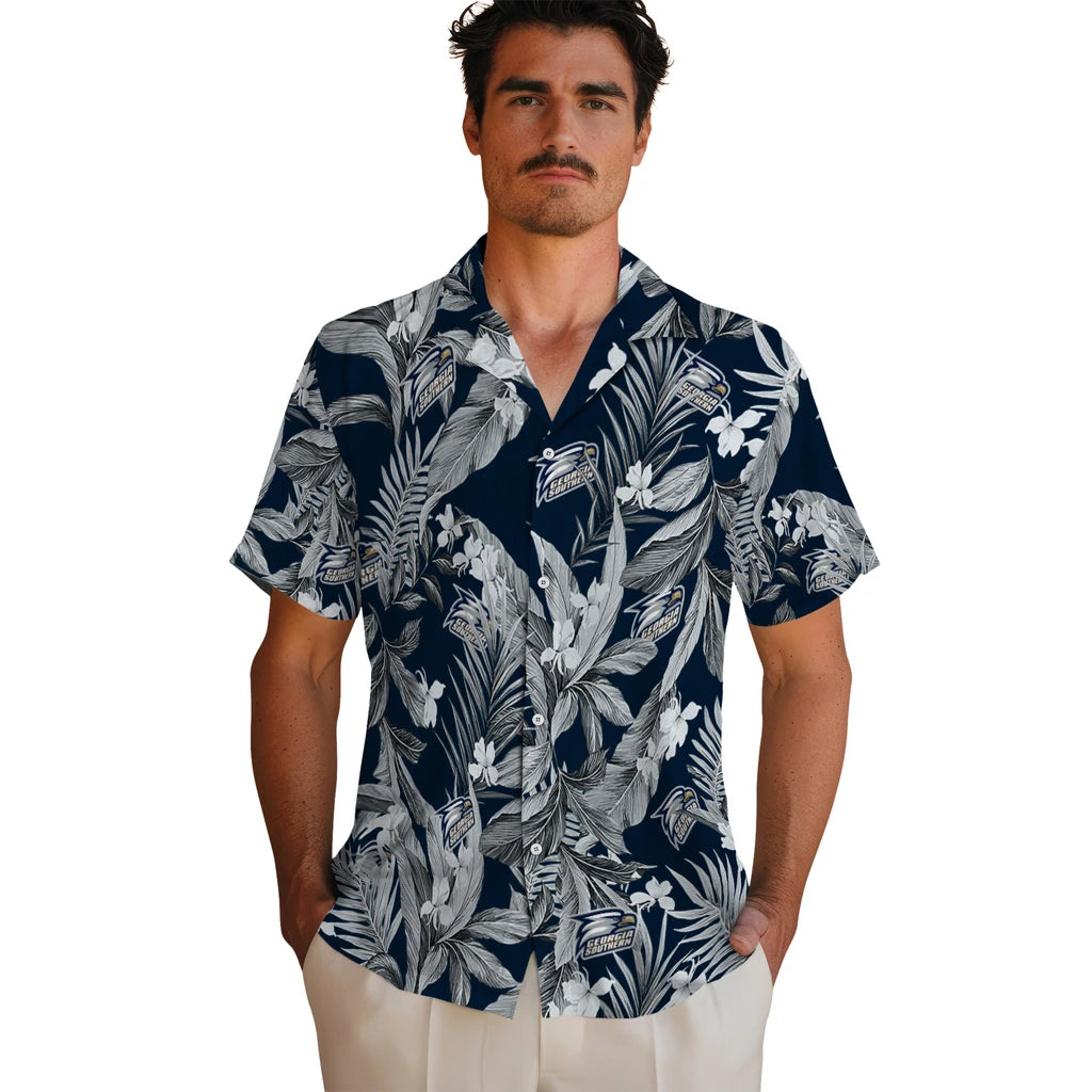 Georgia Southern Eagles Hawaiian Shirt - Palm Leaves | Hula Hawaiian Shirts