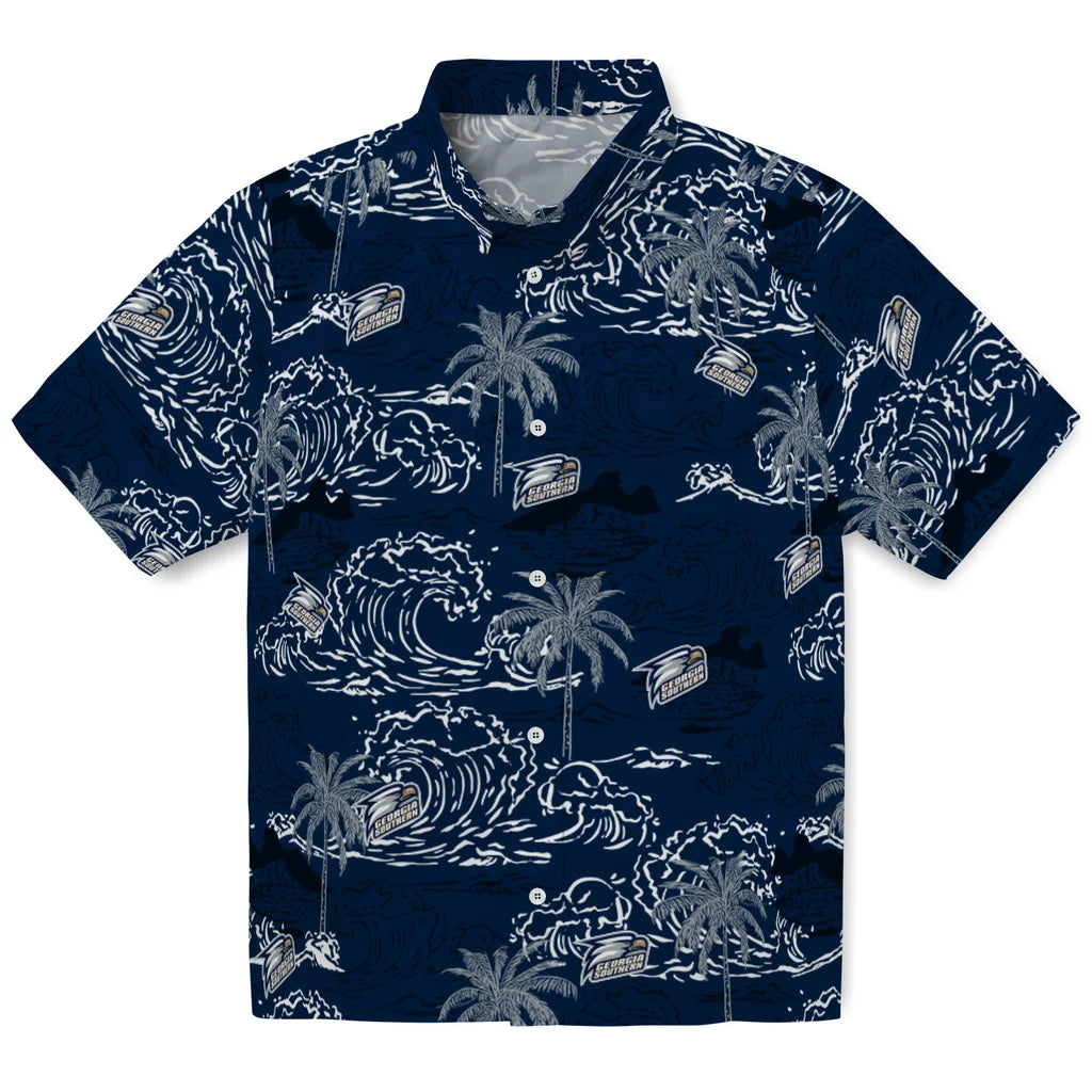 Georgia Southern Eagles Hawaiian Shirt - Wave Palm | Hula Hawaiian Shirts
