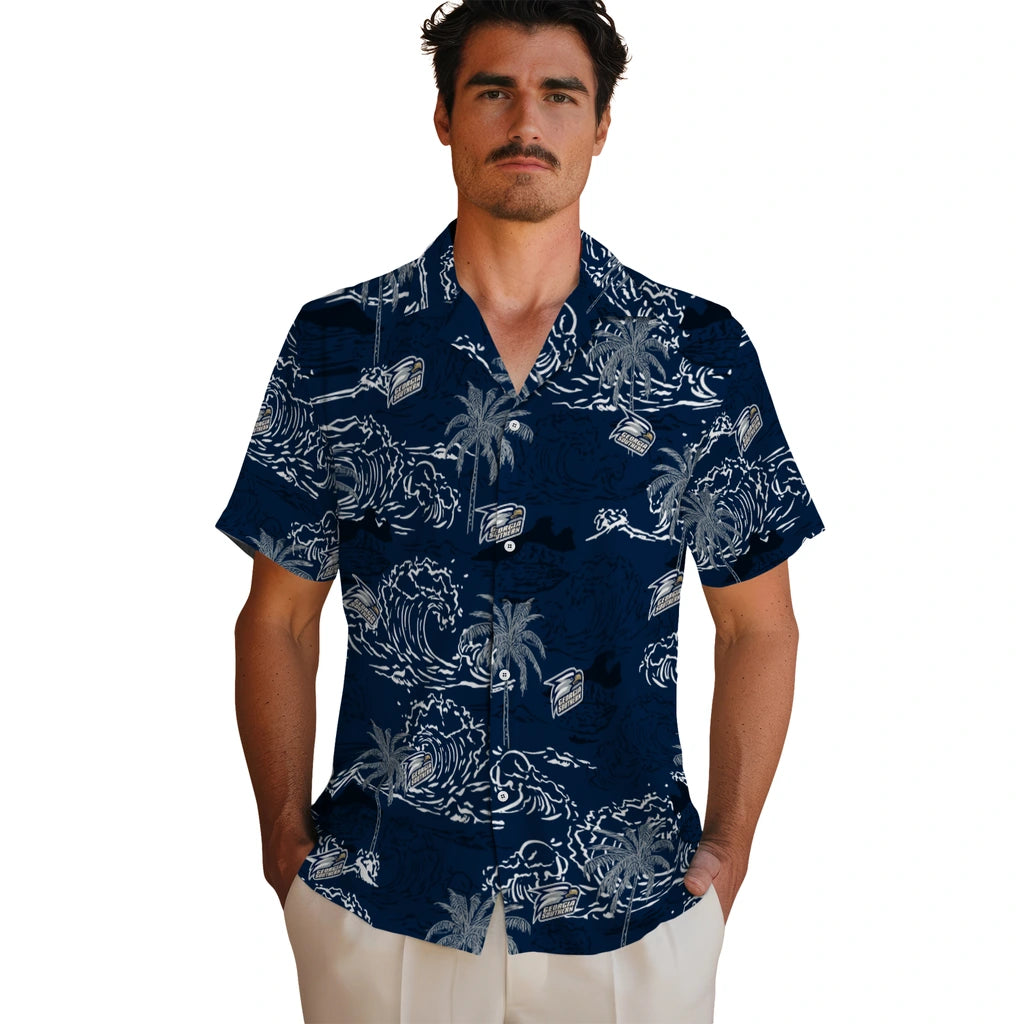 Georgia Southern Eagles Hawaiian Shirt - Wave Palm | Hula Hawaiian Shirts