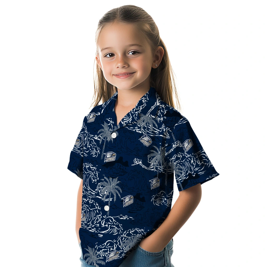 Georgia Southern Eagles Hawaiian Shirt - Wave Palm | Hula Hawaiian Shirts