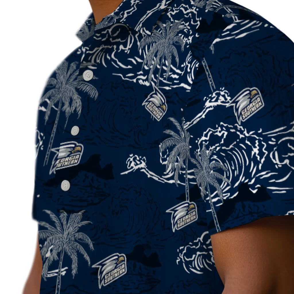 Georgia Southern Eagles Hawaiian Shirt - Wave Palm | Hula Hawaiian Shirts