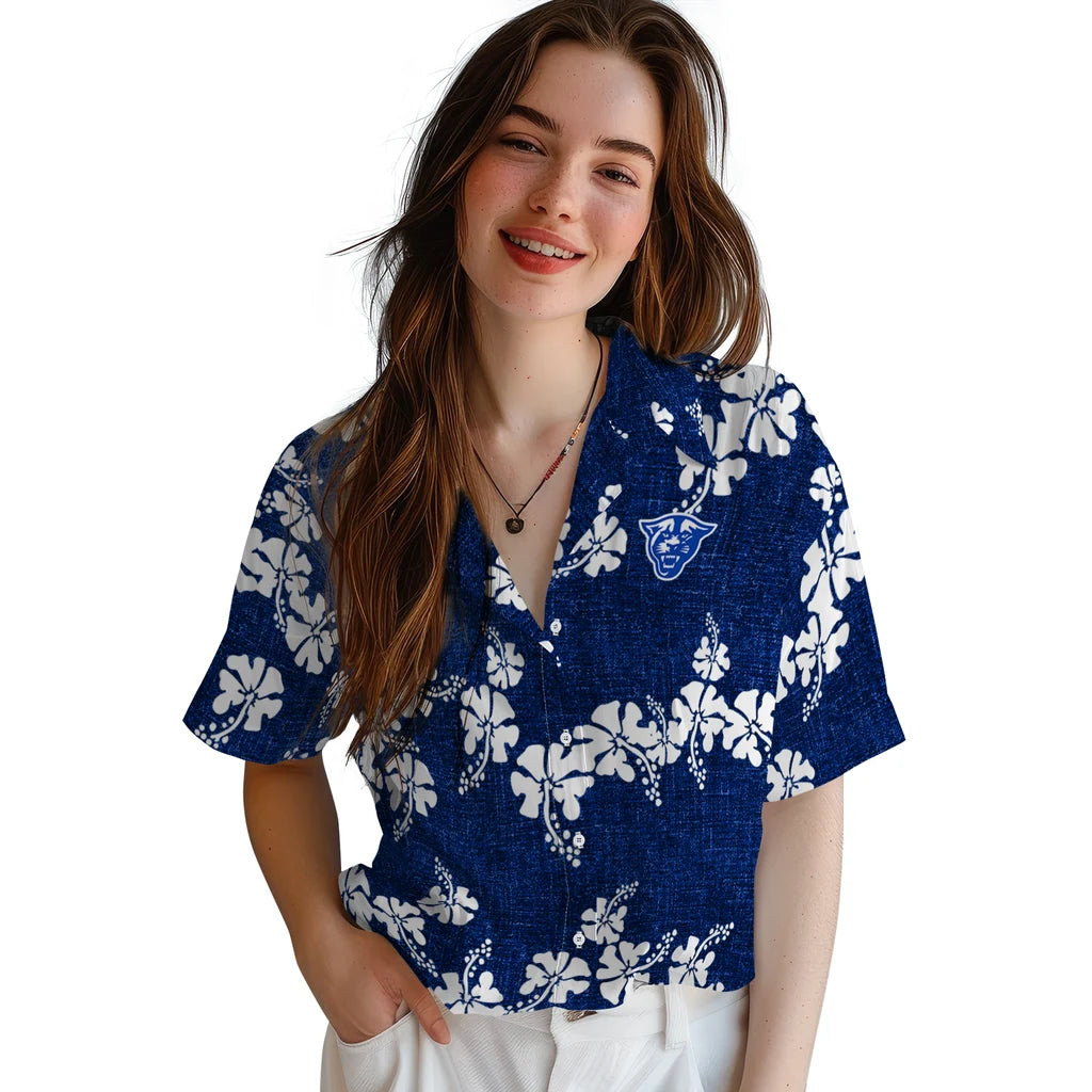 Georgia State Panthers Hawaiian Shirt - 50th State Flower | Hula Hawaiian Shirts