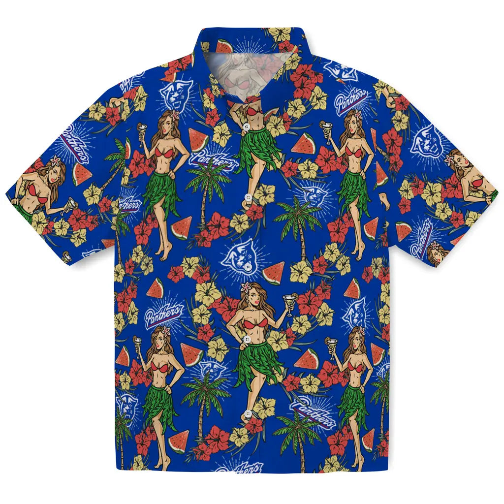 Georgia State Panthers Hawaiian Shirt - Hawaiian Girls Design | Hula Hawaiian Shirts