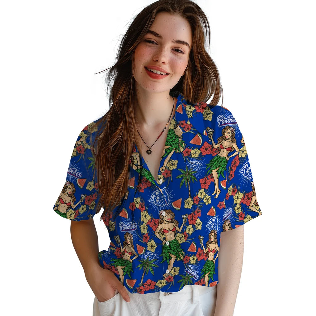 Georgia State Panthers Hawaiian Shirt - Hawaiian Girls Design | Hula Hawaiian Shirts