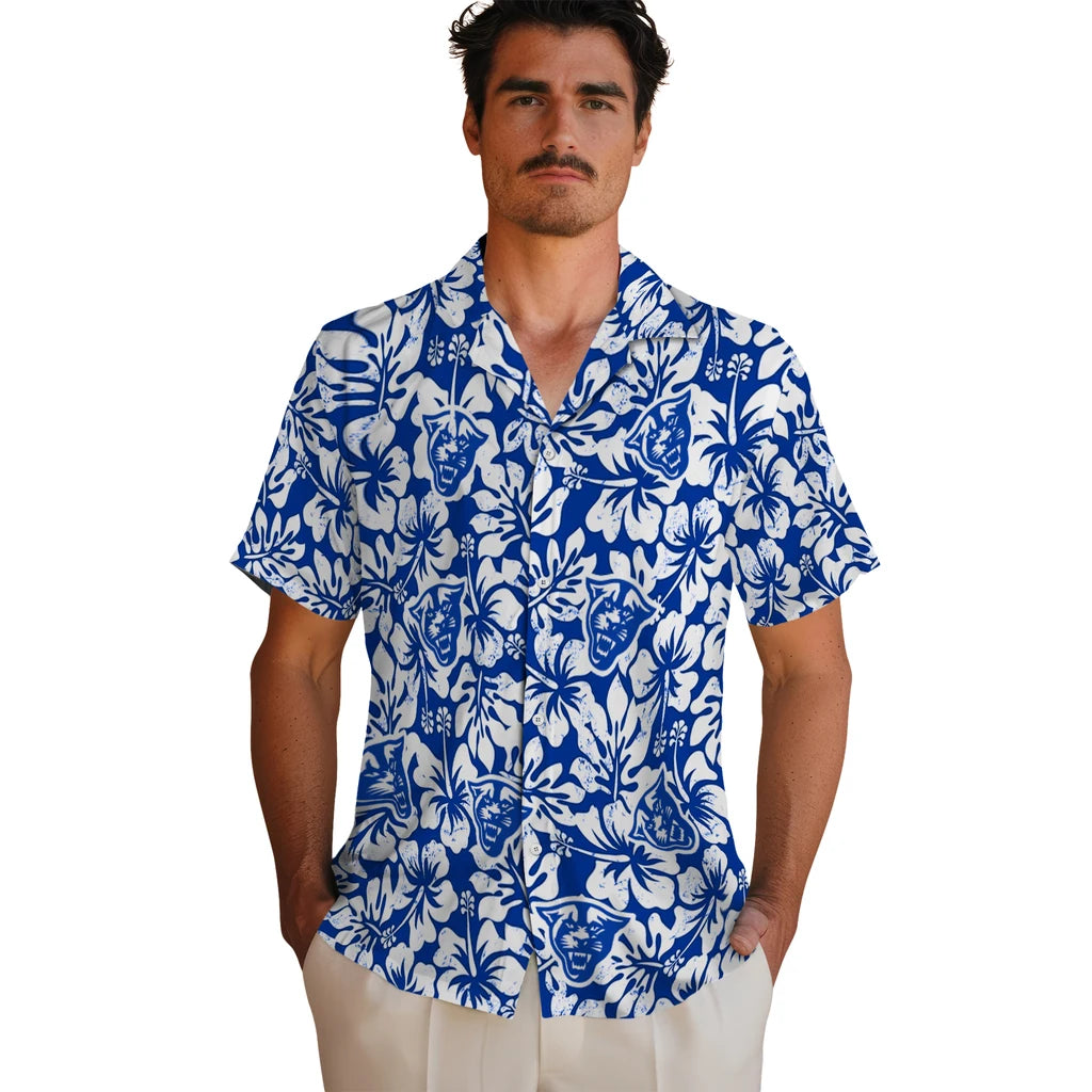 Georgia State Panthers Hawaiian Shirt - Hibiscus Motif | Hula Hawaiian Shirts