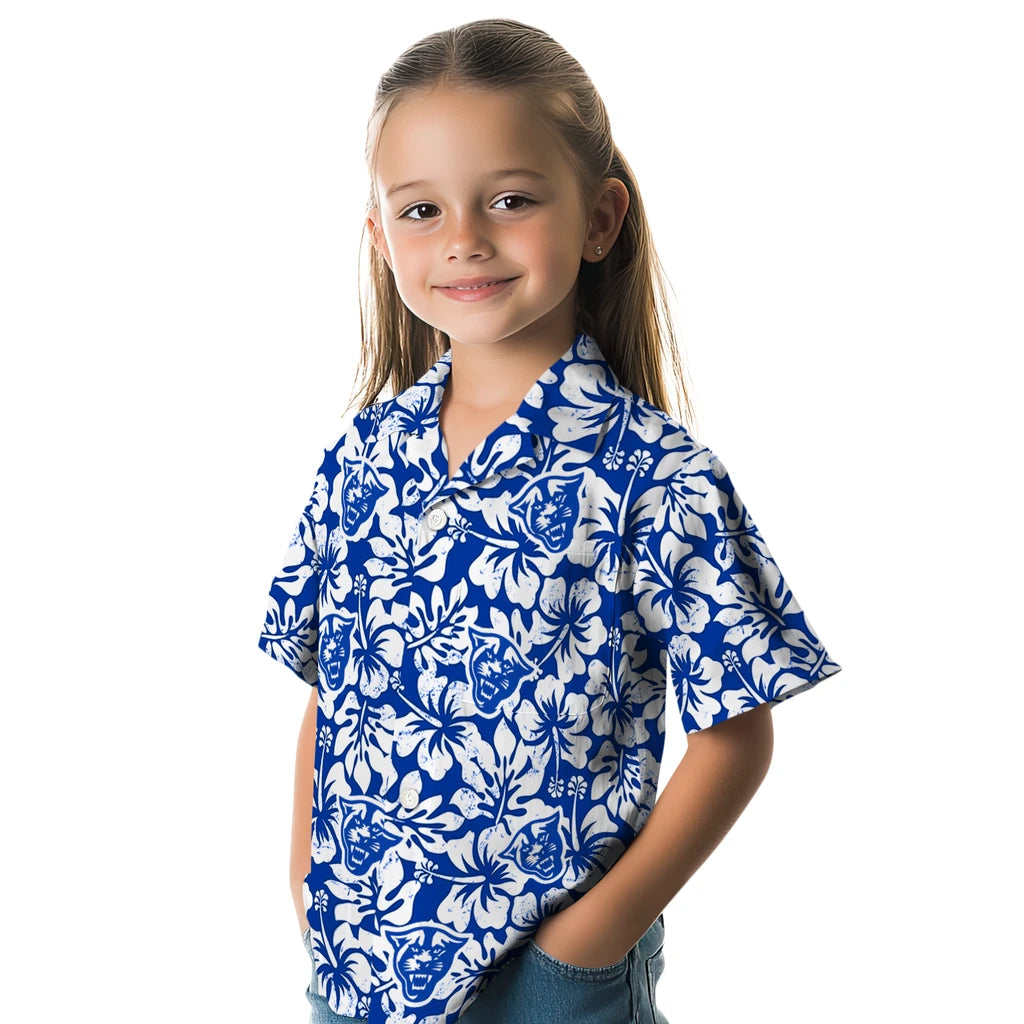 Georgia State Panthers Hawaiian Shirt - Hibiscus Motif | Hula Hawaiian Shirts