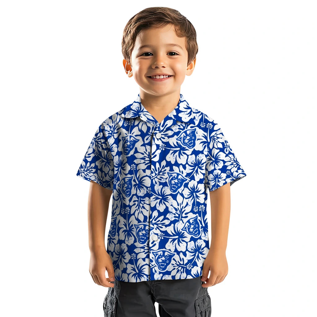 Georgia State Panthers Hawaiian Shirt - Hibiscus Motif | Hula Hawaiian Shirts