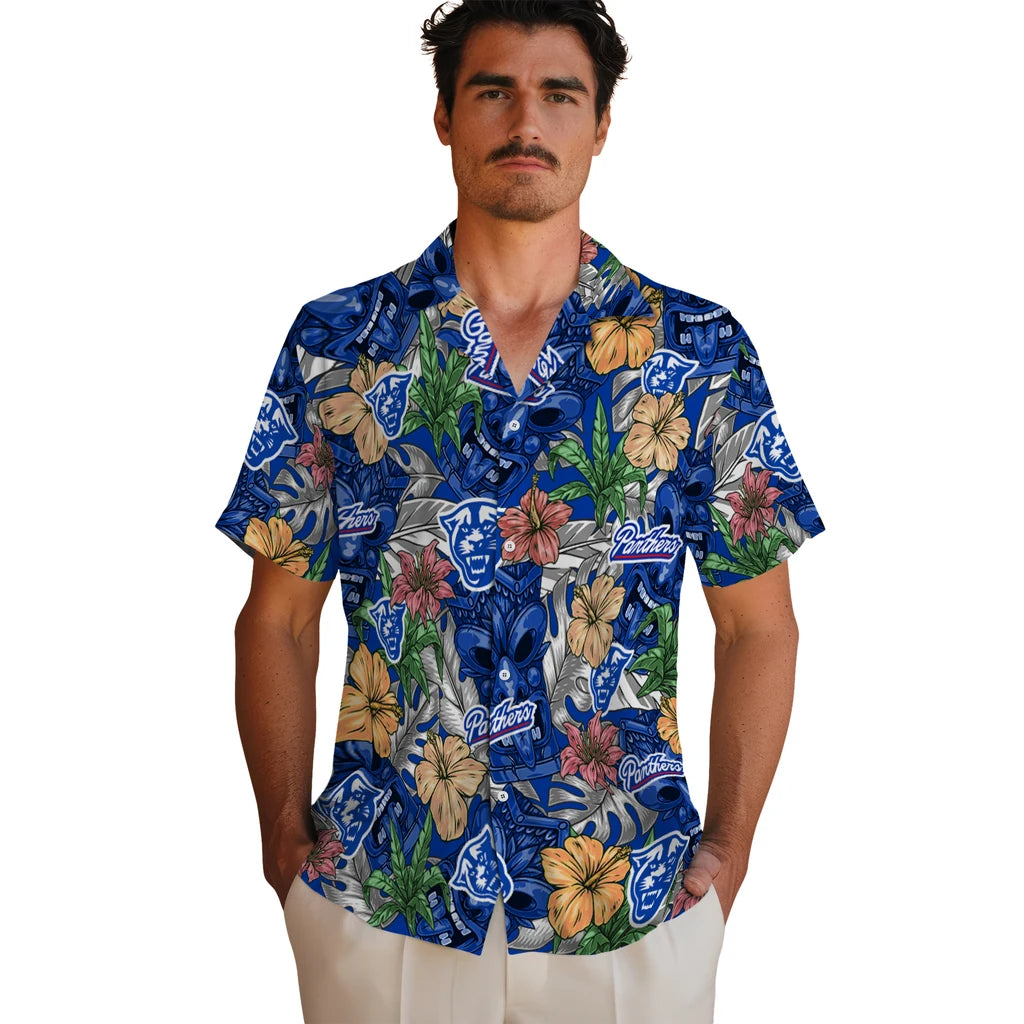 Georgia State Panthers Hawaiian Shirt - Hibiscus Tiki Jungle | Hula Hawaiian Shirts