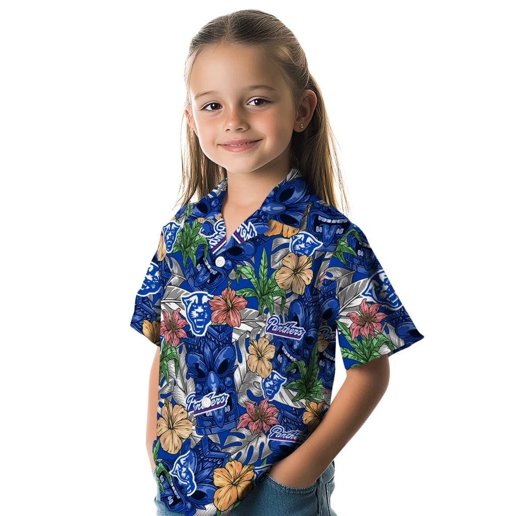 Georgia State Panthers Hawaiian Shirt - Hibiscus Tiki Jungle | Hula Hawaiian Shirts