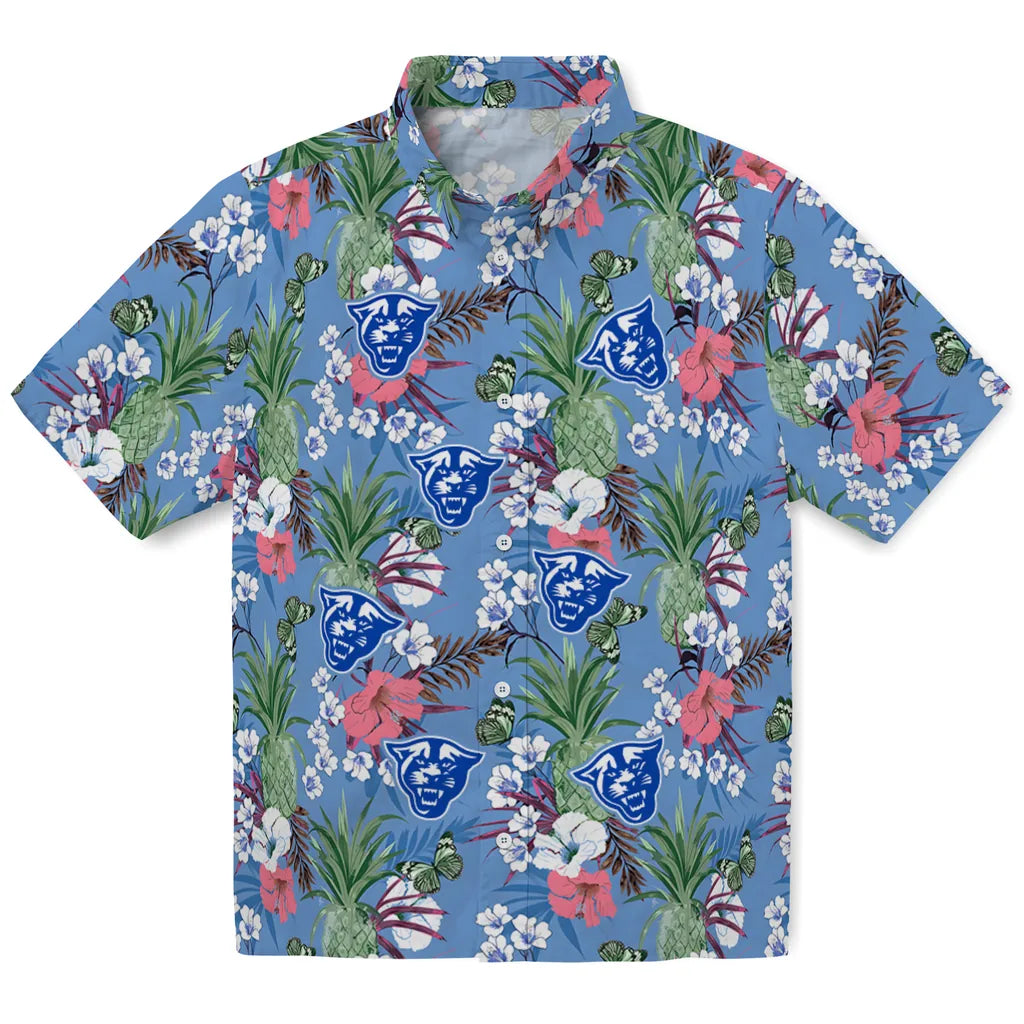 Georgia State Panthers Hawaiian Shirt - Pineapple Bouquet | Hula Hawaiian Shirts