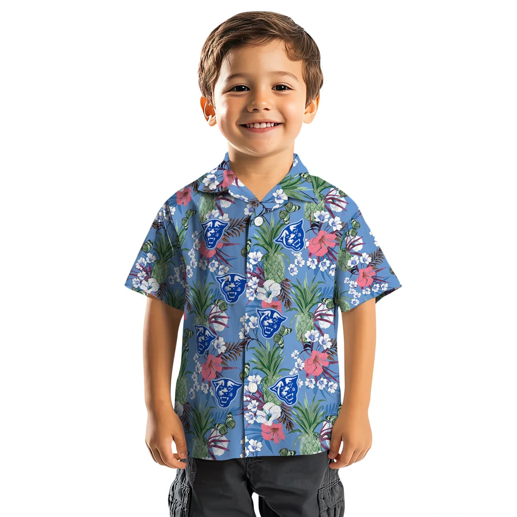 Georgia State Panthers Hawaiian Shirt - Pineapple Bouquet | Hula Hawaiian Shirts
