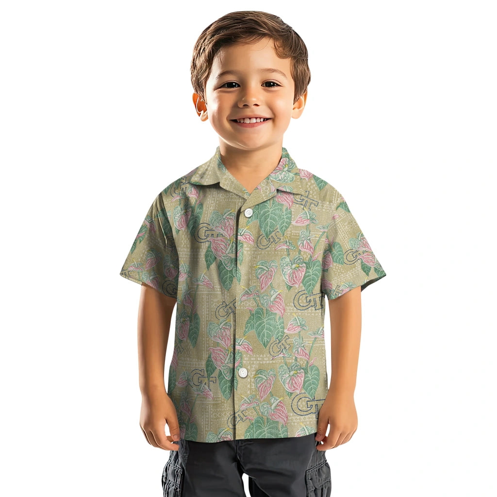 Georgia Tech Yellow Jackets Hawaiian Shirt - Anthurium Overlay | Hula Hawaiian Shirts