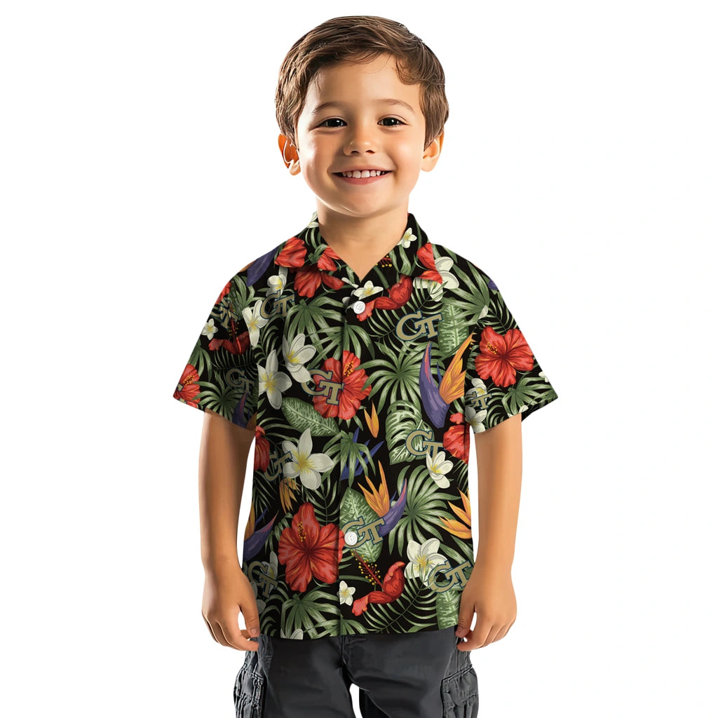 Georgia Tech Yellow Jackets Hawaiian Shirt - Hawaii Floral Hibiscus | Hula Hawaiian Shirts