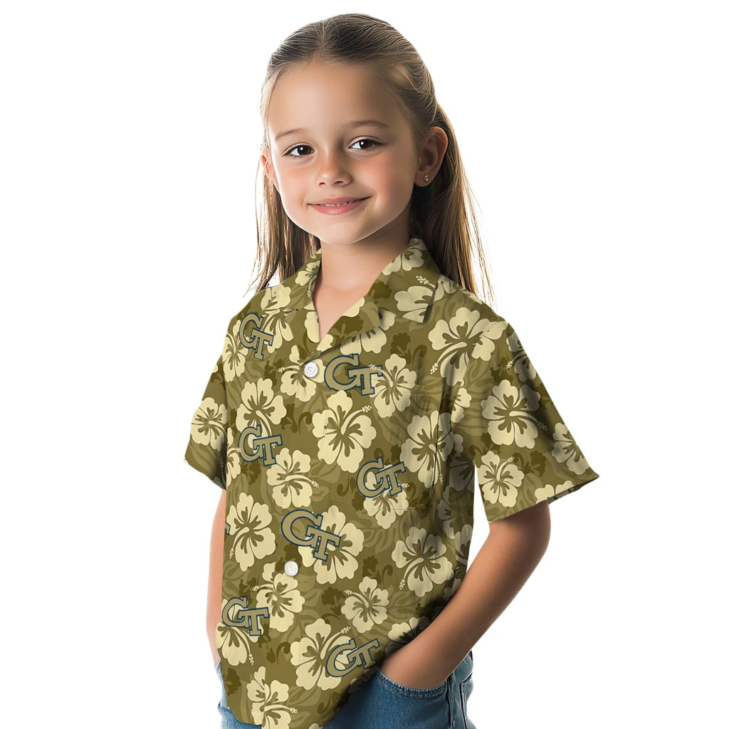 Georgia Tech Yellow Jackets Hawaiian Shirt - Hibiscus Cluster | Hula Hawaiian Shirts