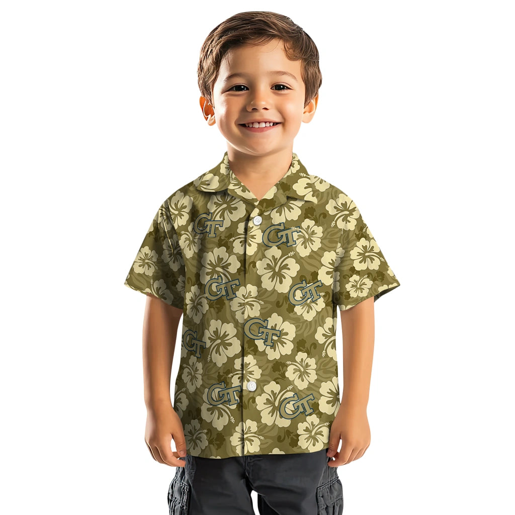 Georgia Tech Yellow Jackets Hawaiian Shirt - Hibiscus Cluster | Hula Hawaiian Shirts